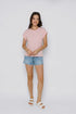 Daisy-Textured Rib Roll Cuff Tee